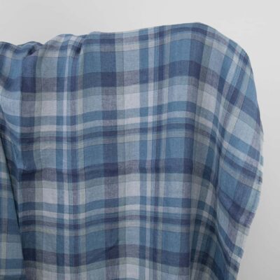 Blue plaid linen fabric washed 4 Blue plaid linen fabric