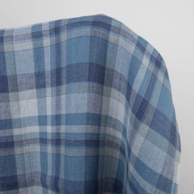 Blue plaid linen fabric washed 5 Blue plaid linen fabric, washed