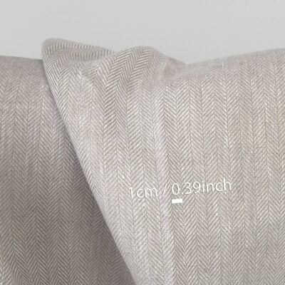 Light grey herringbone patterned linen fabric 6 Beige linen fabric, with measurements