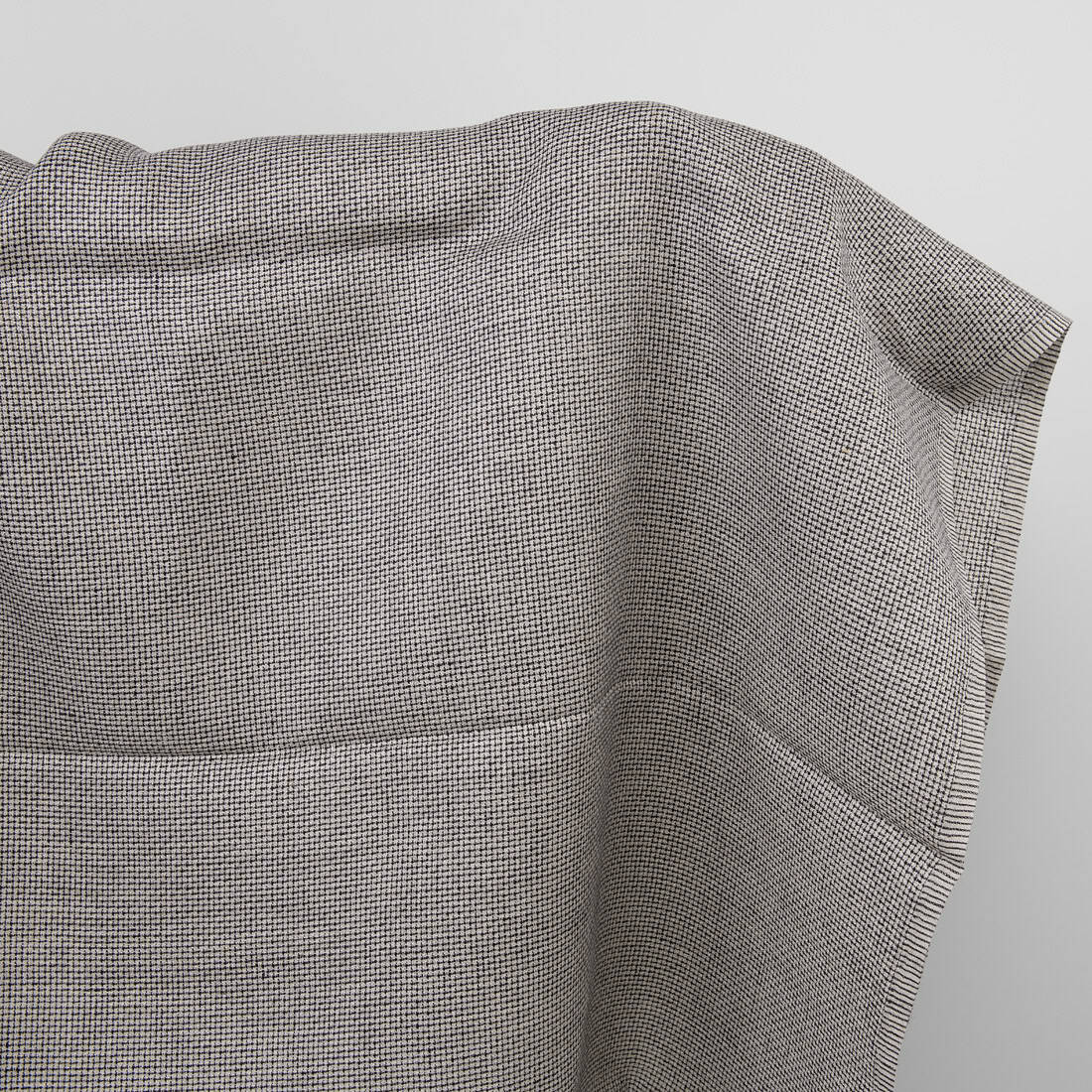 Checked linen fabric, black and natural