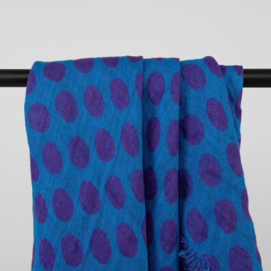 Blue linen scarf, bubble pattern