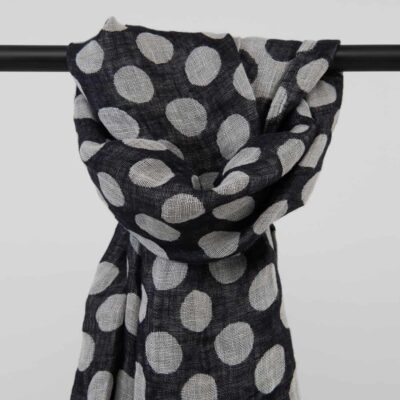 ZINA Shawl black 5 Black linen shawl, washed fabric