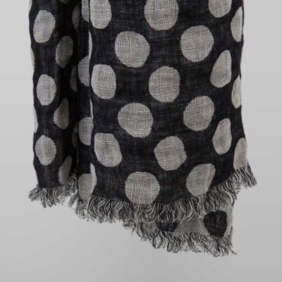 ZINA Shawl black 6 Black linen shawl, bubble pattern