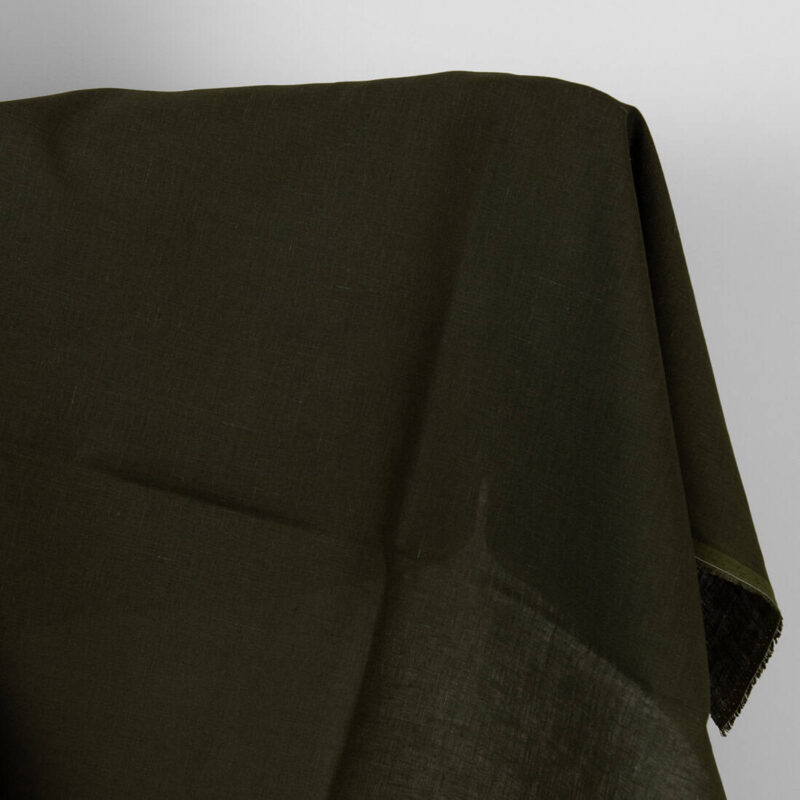 Linen fabric dark moss green