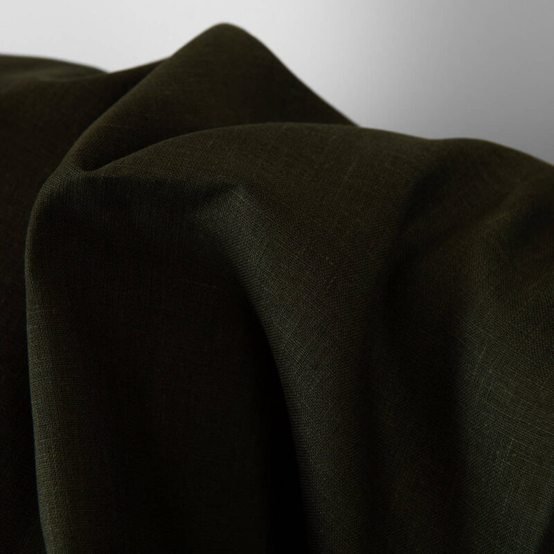 Linen fabric dark moss green