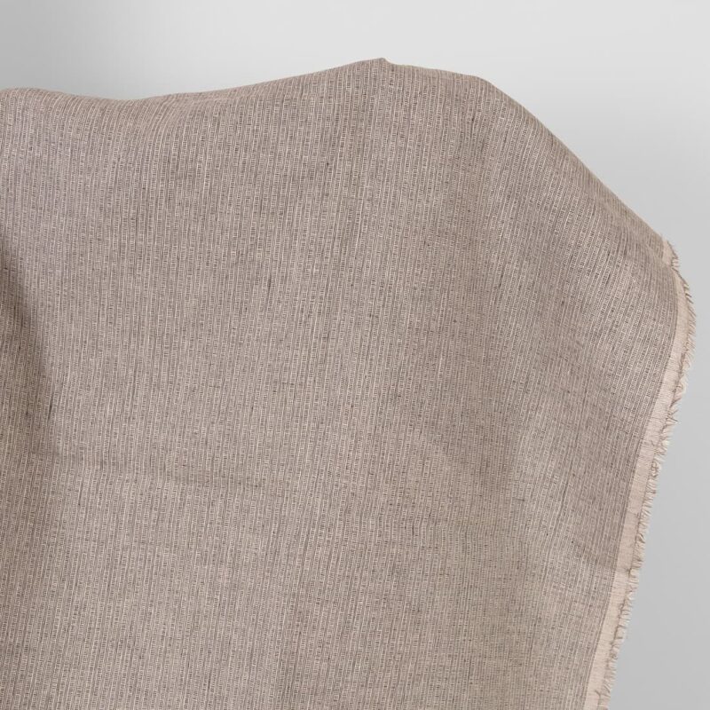 Linen fabric pink-black small striped pattern