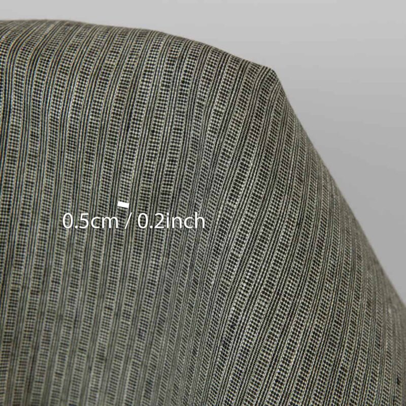 Linen fabric green-black small striped pattern