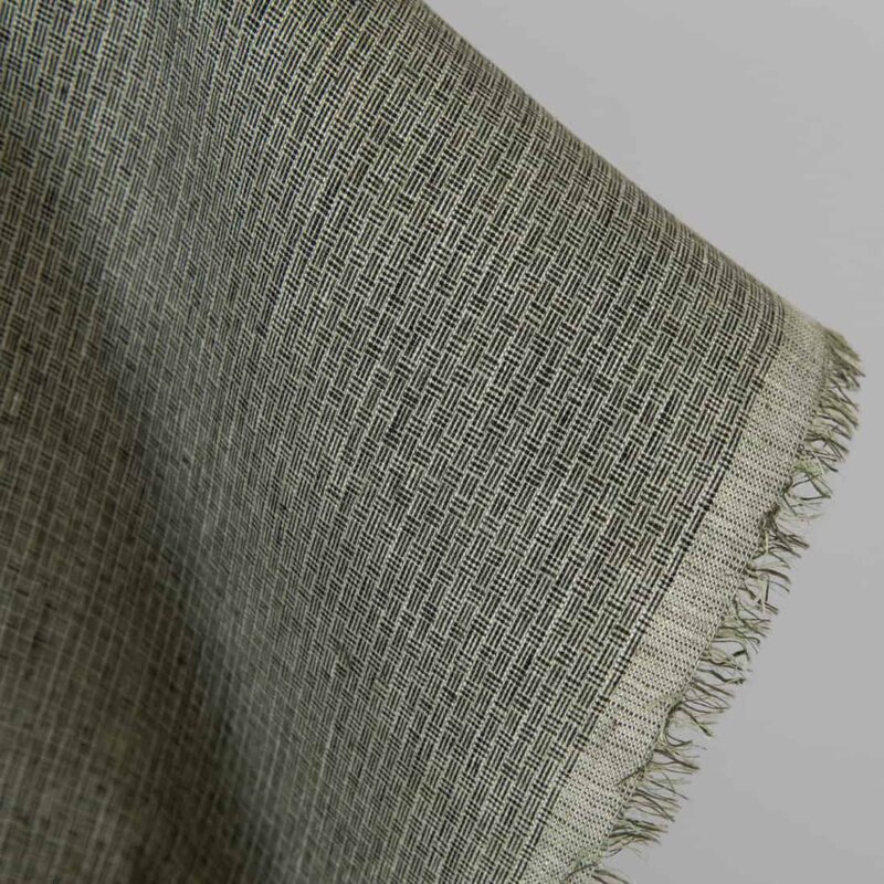 Linen fabric green-black small pattern