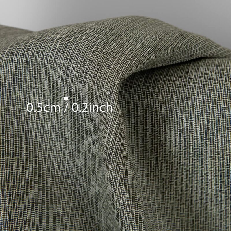 Linen fabric green-black small pattern