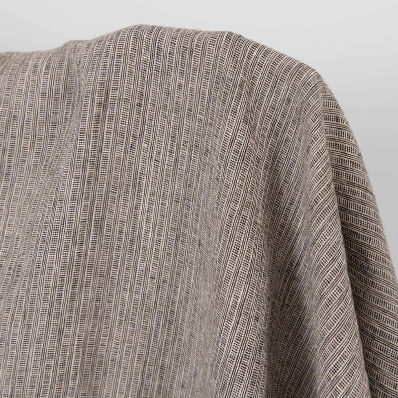 Linen fabric pink-black small striped pattern washed 5 Washed linen fabric pink-black small striped pattern, specially softened