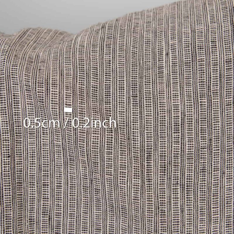 Linen fabric pink-black small striped pattern washed 8 Washed linen fabric pink-black small striped pattern, with measurements
