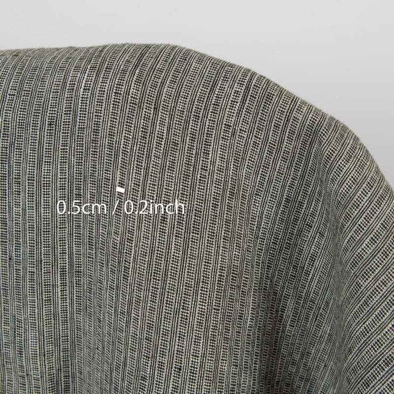 Linen fabric green-black small striped pattern washed 8 Washed linen fabric green-black small striped pattern, with measurements