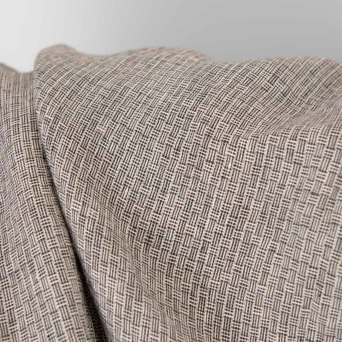 Washed linen fabric pink-black small pattern, specially softened
