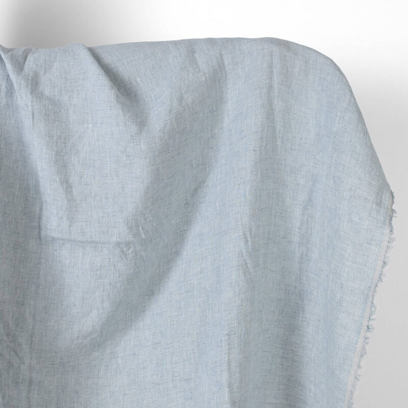 Linen fabric light blue melange washed 4 Washed linen fabric light blue melange
