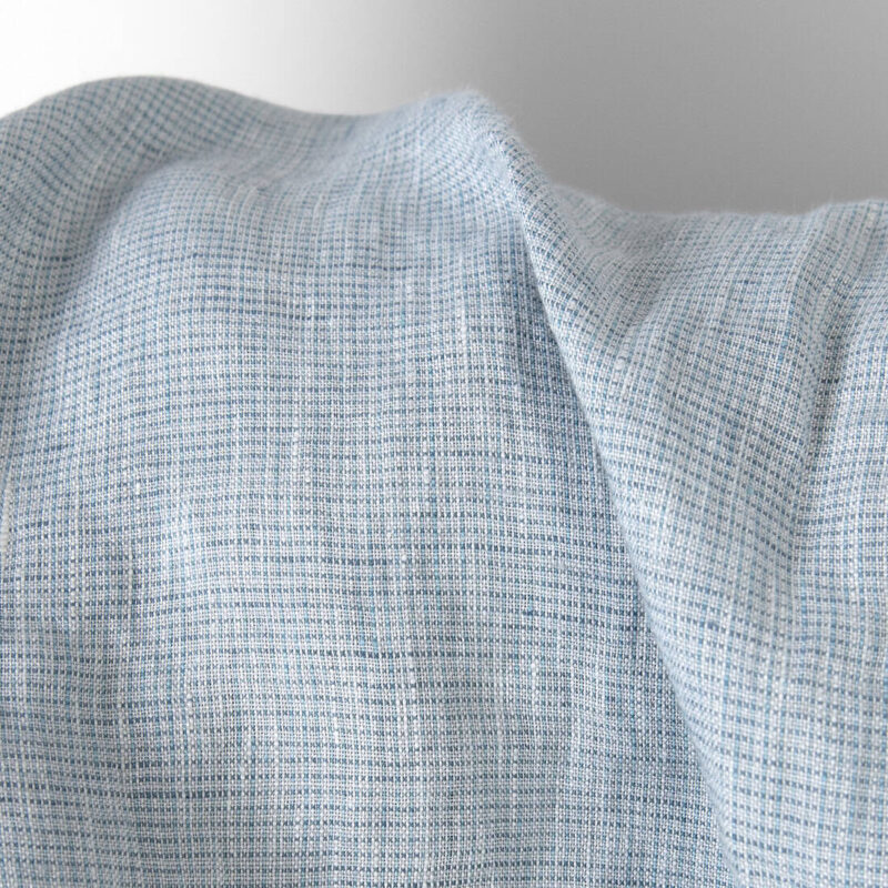 Linen fabric light blue melange washed 6 Washed linen fabric light blue melange, plain weave