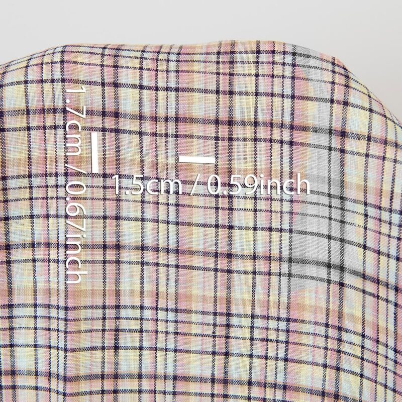 Linen fabric pastel multicolour and dark blue checks