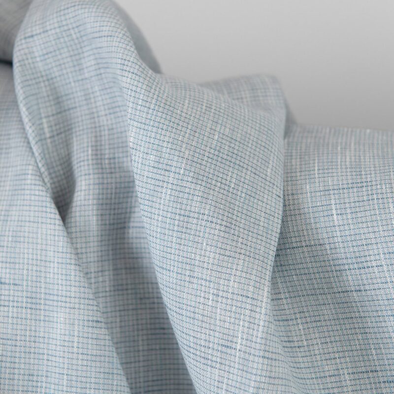 Linen fabric light blue melange