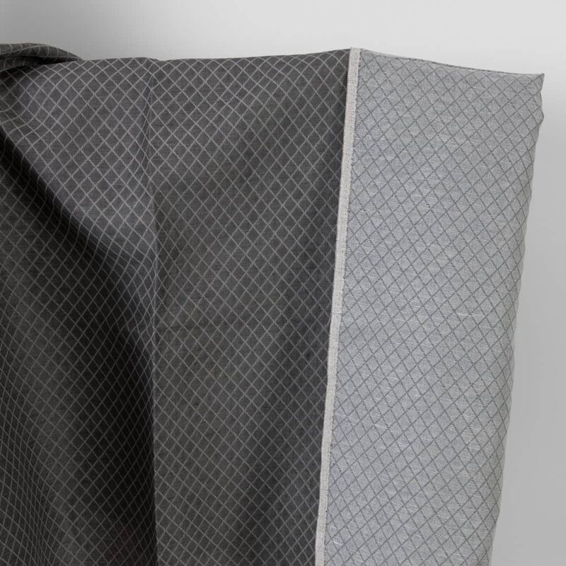 Linen cotton fabric grey diamond jacquard