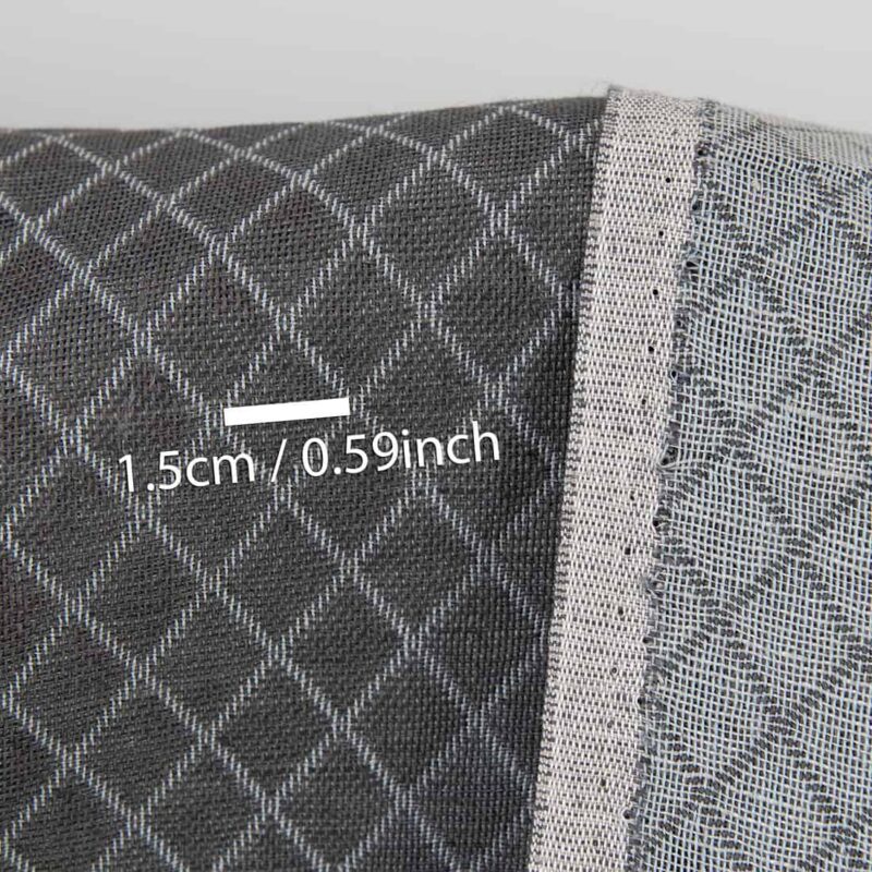 Linen cotton fabric grey diamond jacquard