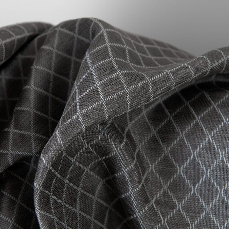 Linen cotton fabric grey diamond jacquard