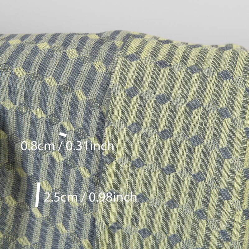 Linen fabric grey yellow geometric pattern washed 8 Washed linen fabric grey yellow, with measurements