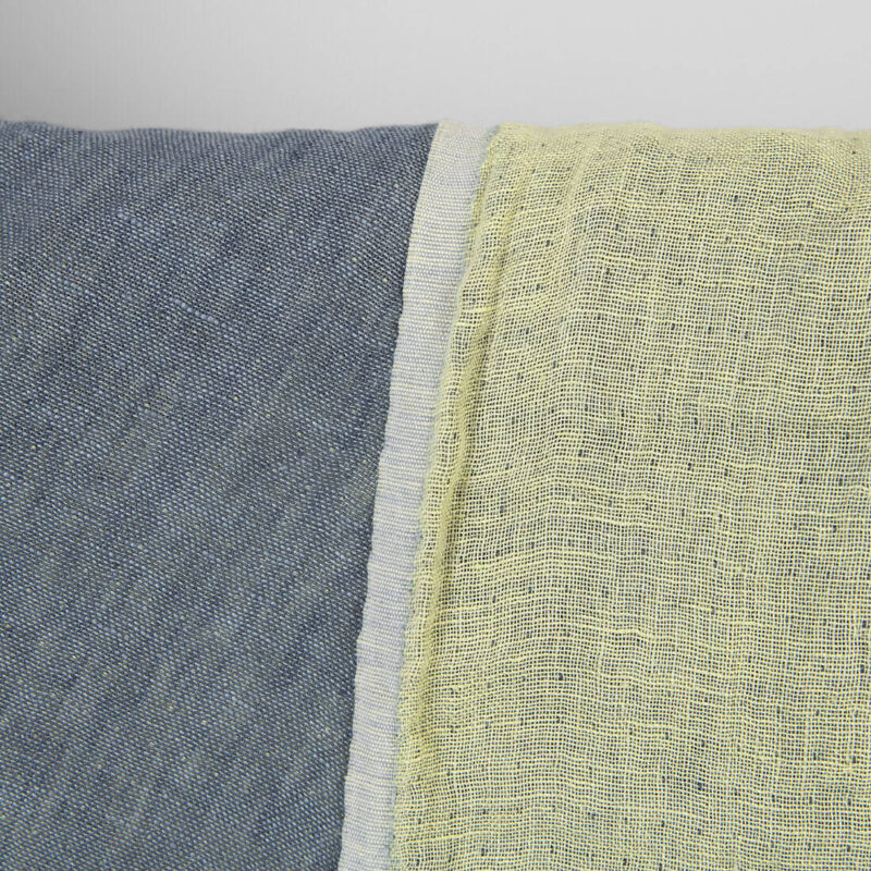 Linen fabric grey yellow double-sided washed 5 Washed linen fabric grey yellow double-sided, pure linen