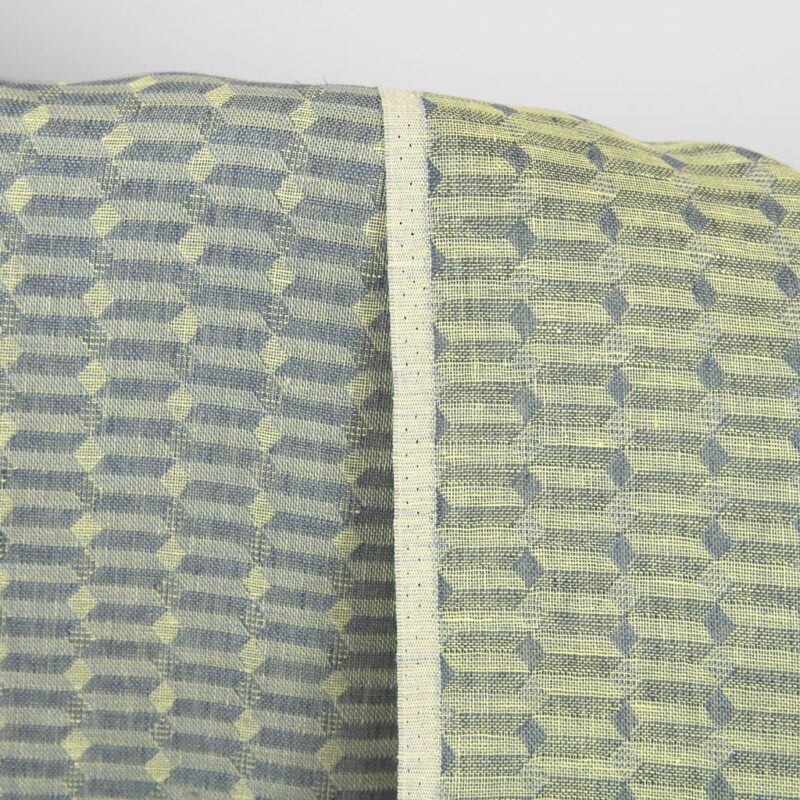 Linen fabric grey yellow geometric pattern