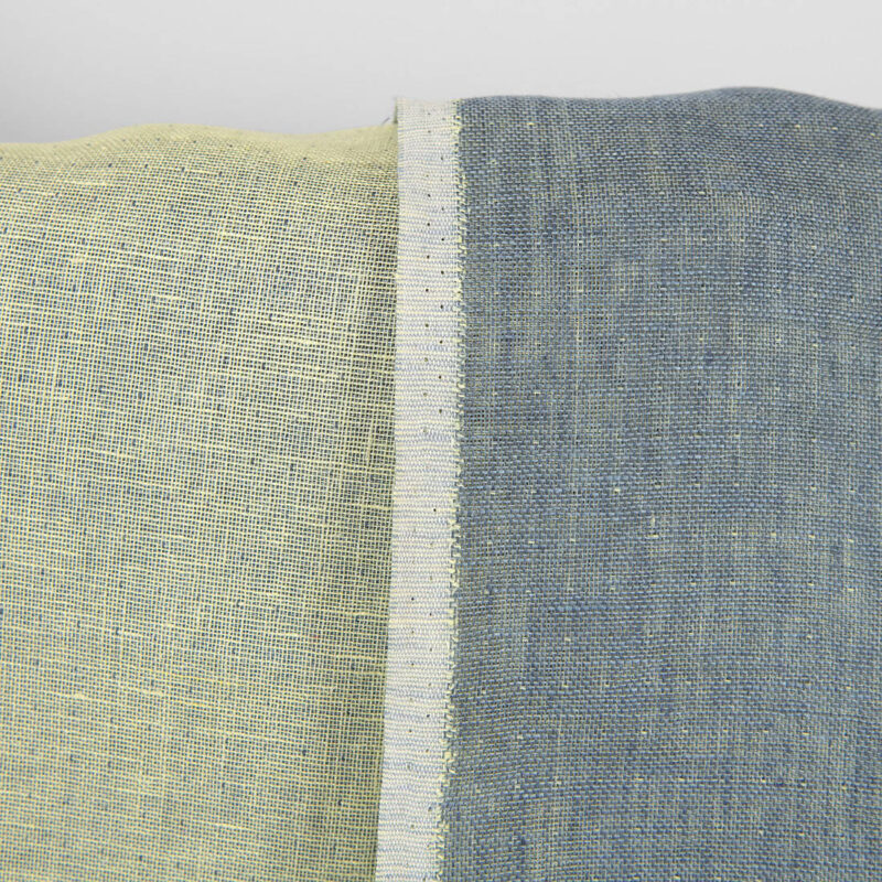 Linen fabric grey yellow double-sided