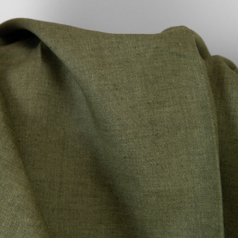 Linen fabric dark green melange