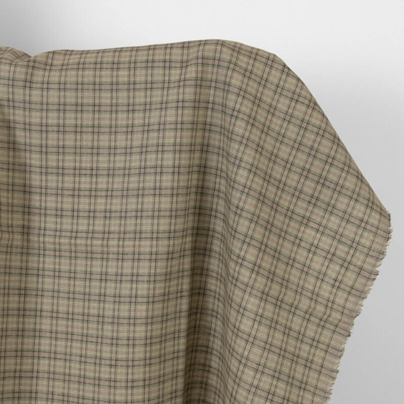 Linen fabric brown-green checks