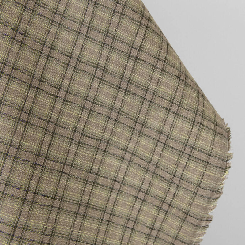 Linen fabric brown-green checks