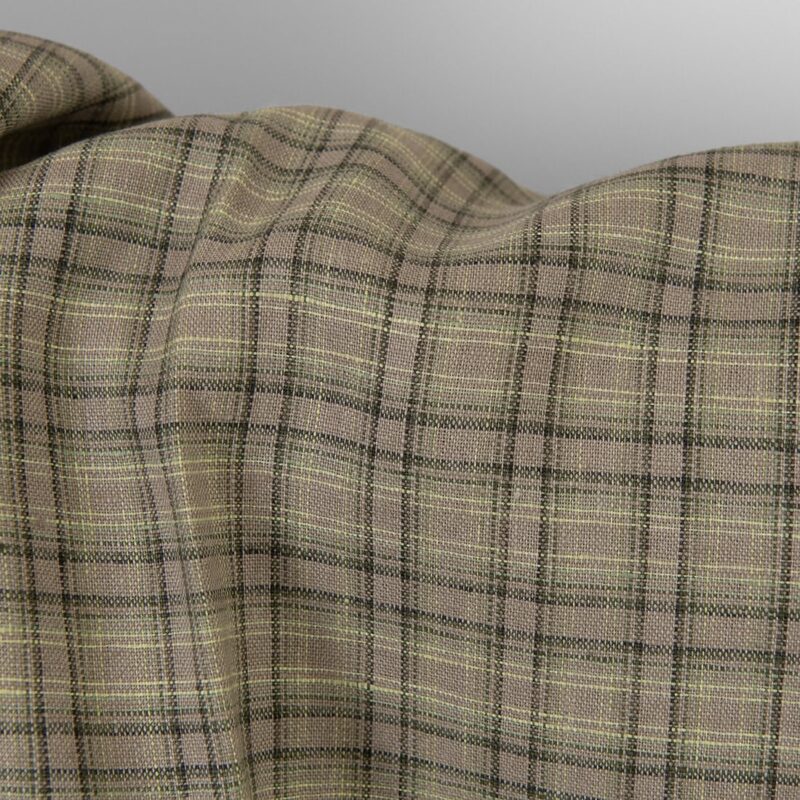 Linen fabric brown-green checks