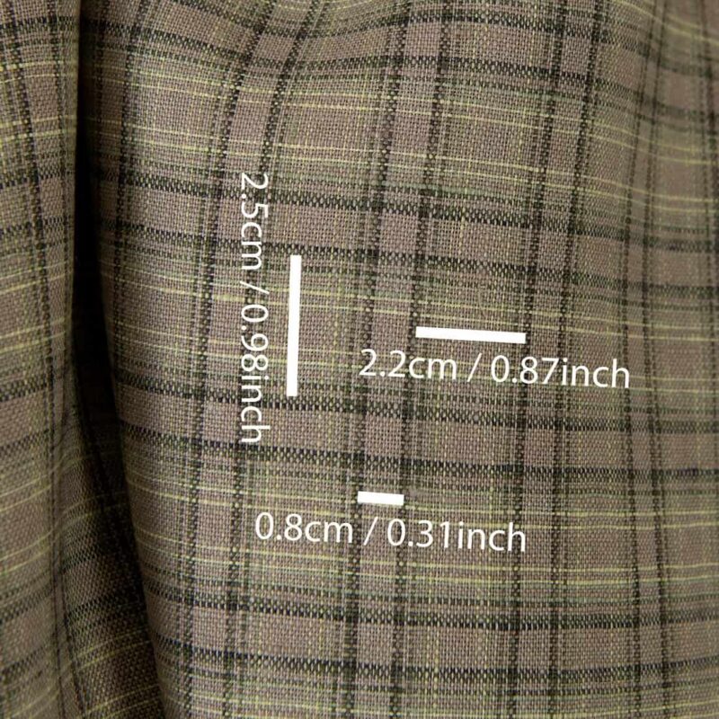 Linen fabric brown-green checks