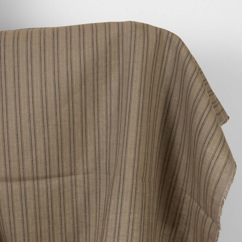 Linen fabric brown-green stripes