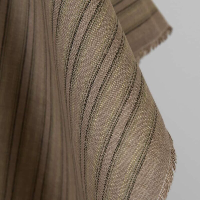 Linen fabric brown-green stripes