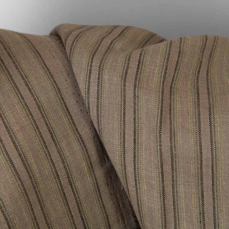 Linen fabric brown-green stripes