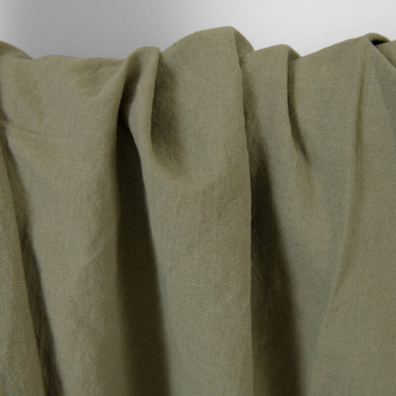 Linen cotton fabric grey-sand and green melange washed 5 Washed linen cotton fabric grey-sand and green melange, specially washed