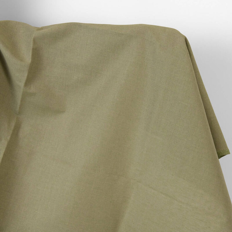 Linen cotton fabric grey-sand and green melange