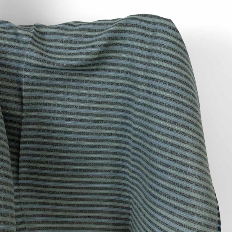 Linen cotton fabric blue and green patterned stripes