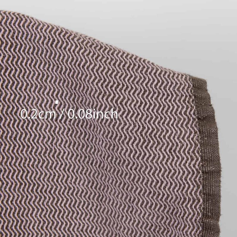 Linen cotton heavy fabric lilac and brown zigzag washed, with measurements