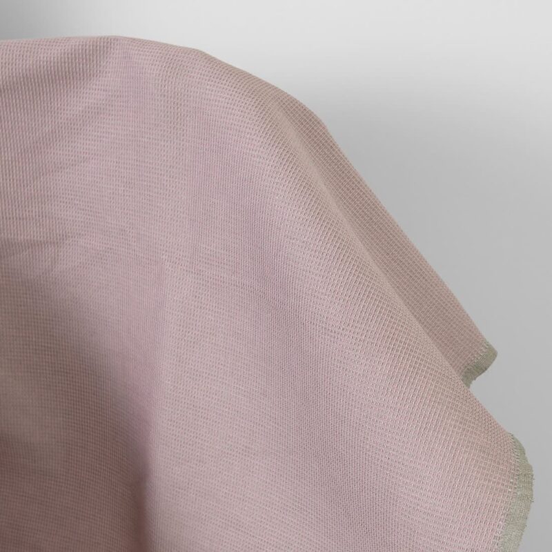 Linen cotton heavy fabric lilac and grey waffle
