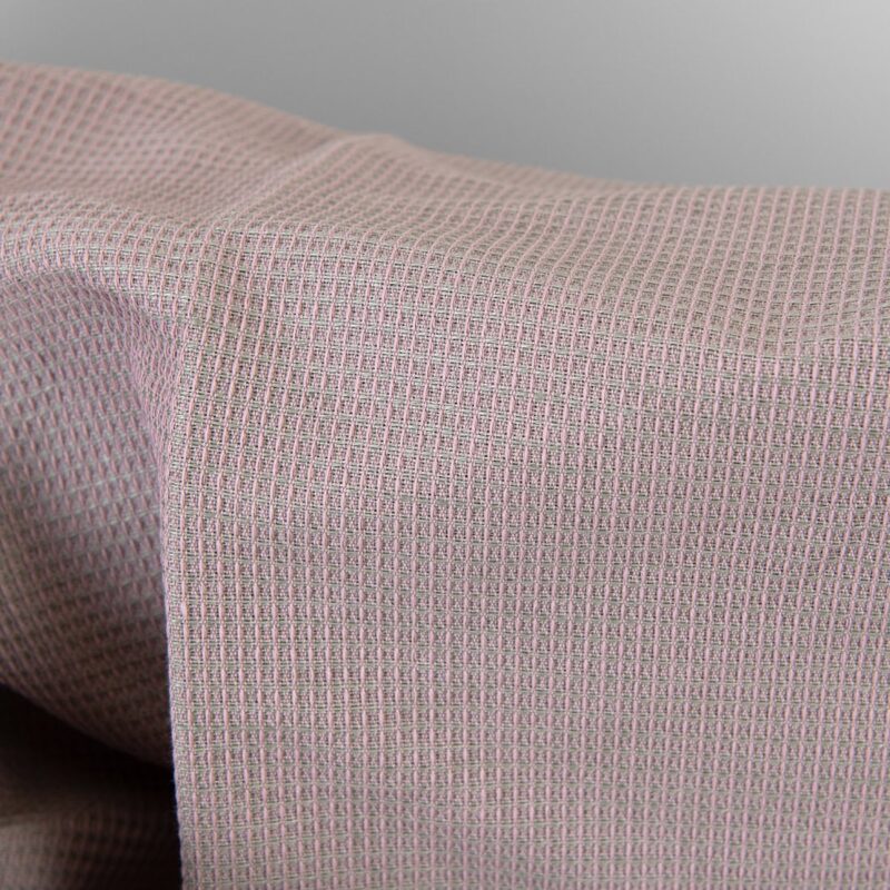 Linen cotton heavy fabric lilac and grey waffle