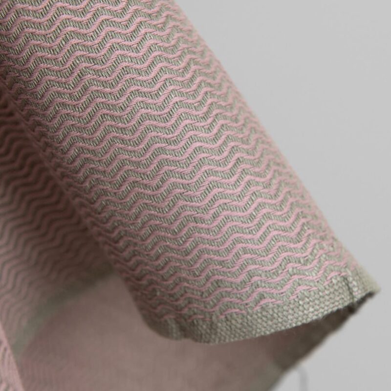 Linen cotton heavy fabric lilac and grey zigzag