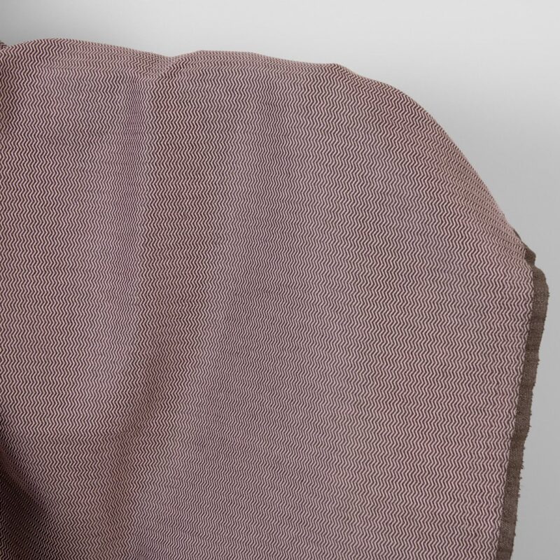 Linen cotton heavy fabric lilac and brown zigzag