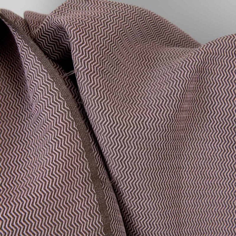 Linen cotton heavy fabric lilac and brown zigzag