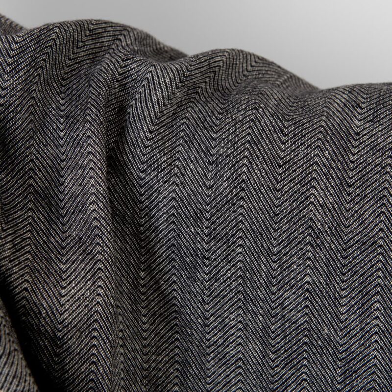 Linen fabric natural and black herringbone washed 5 Washed linen fabric natural and black herringbone, specially washed