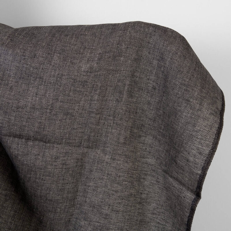 Linen fabric natural and black herringbone 5 Linen fabric natural and black herringbone