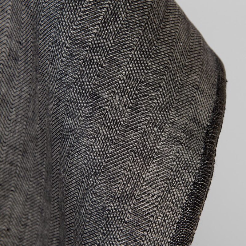 Linen fabric natural and black herringbone 6 Linen fabric natural and black herringbone