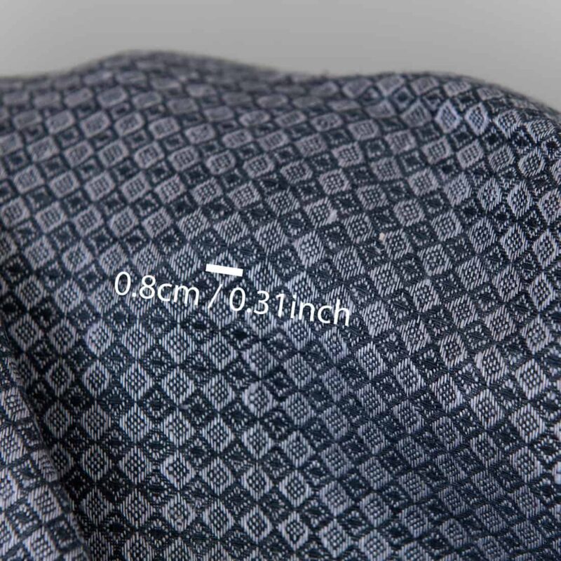 Linen fabric dark blue and grey diamonds