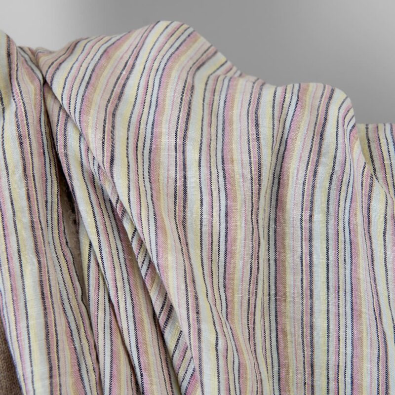 Linen hemp fabric multicolour with dark blue stripes washed 7 Linen hemp fabric multicolour with dark blue stripes washed, soft to touch